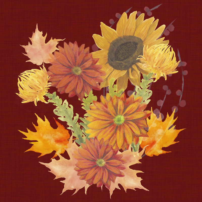 «Autumn Floral II» par Grace Popp - reproduction d'art sur toile tendue, H 36 po x l 36 po