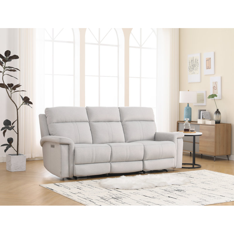 Jonestown 88.2" Upholstered Modern Power Reclining Loveseat Sofa With Adjustable Lumbar Support & Headrest, Silver