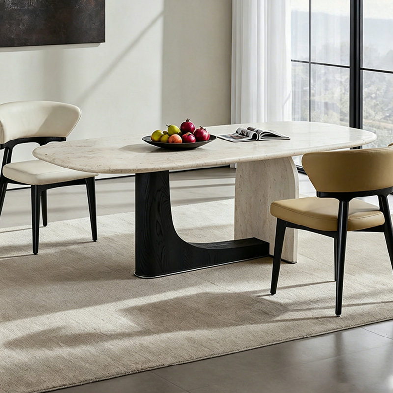Table de salle à manger 78,74 po Wabi-Sabi Art Travertine, H 29,53 po x l 78,74 po x P 35,43 po