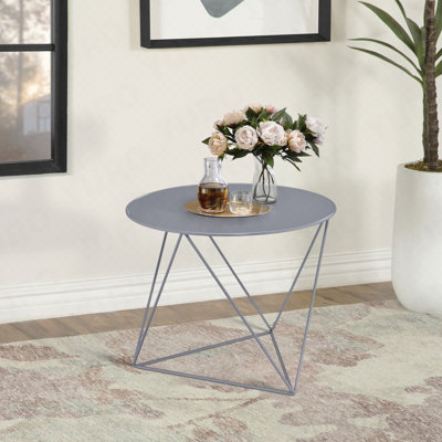 Table d'appoint à base géométrique grise en métal