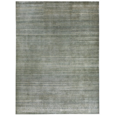 Light Green Alchemy Textured Wool Silk Blend Rug - 8'11" x 12'2"