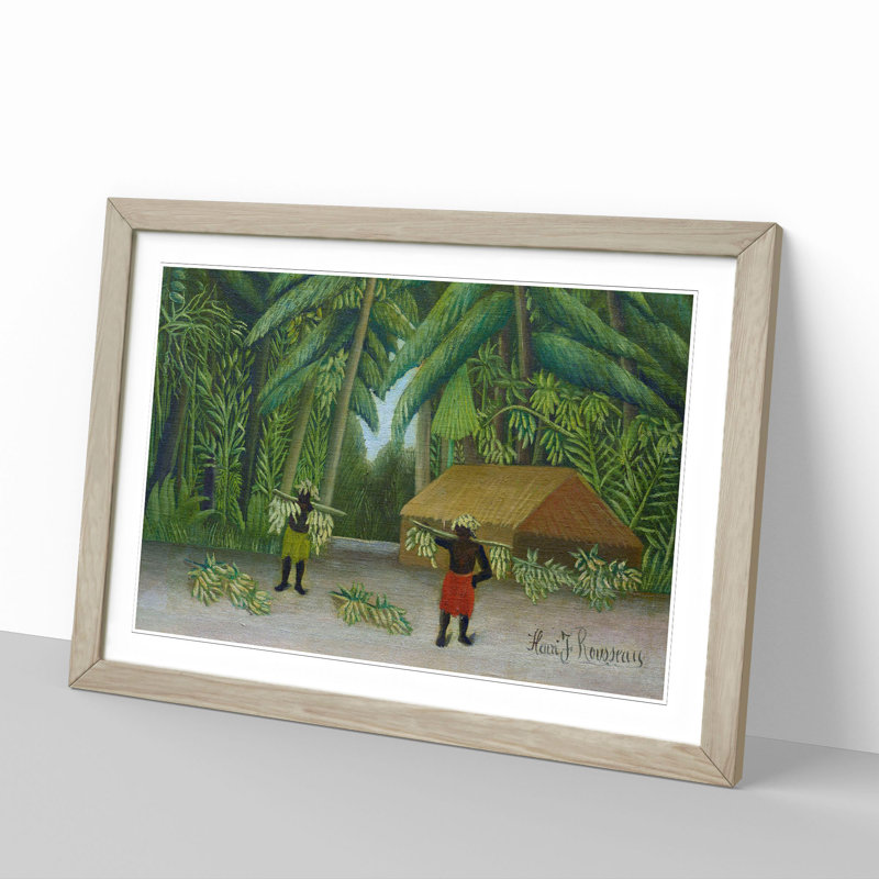 Banana Harvest by Henri Rousseau - Picture Frame Painting, 36cm H x 48cm W x 2cm D, Oak Framed