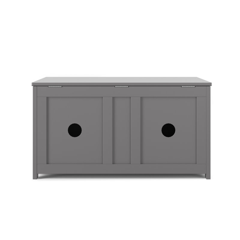 Cool Gray Wooden Kids' Toy Storage Chest, 33"