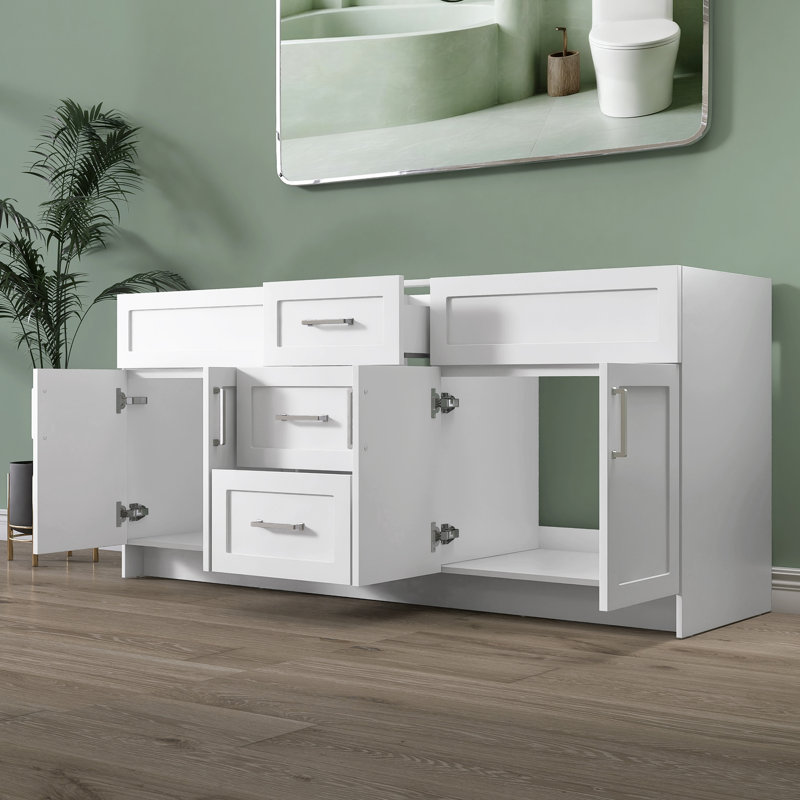 Armoire de salle de bain autoportante blanche 72 po x P 21,5 po x H 33,44 po, 72"