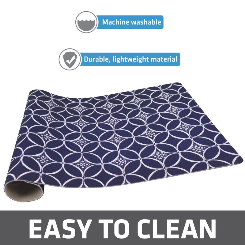 Indigo Blue Waterproof Pet Bowl Placemat, 12" x 20"