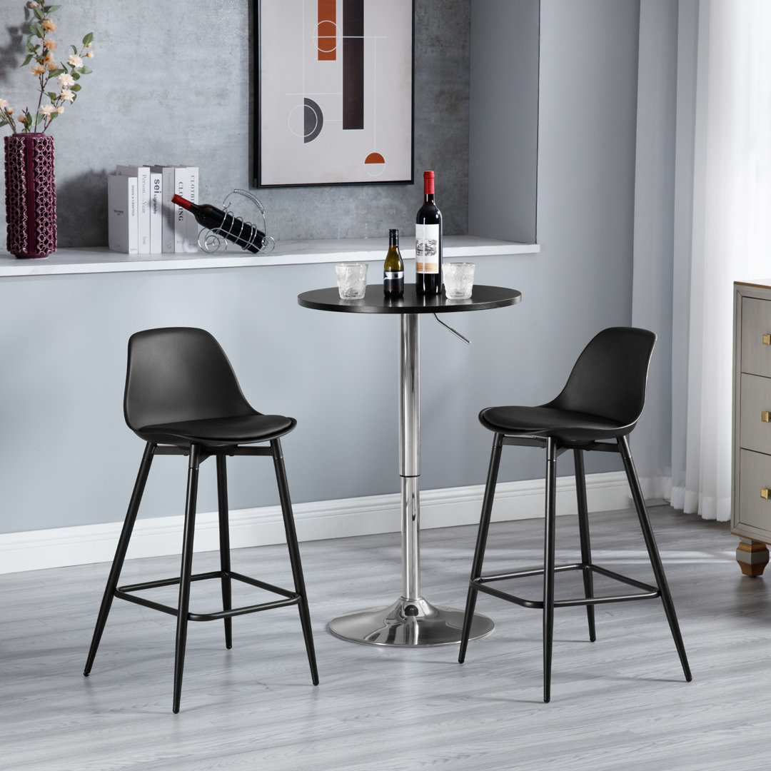 Bar Stools Set of 2, Breakfast Bar Stools, Kitchen Stools with Back, with Cushioned PP Seat and Metal Frame with Footrest, white