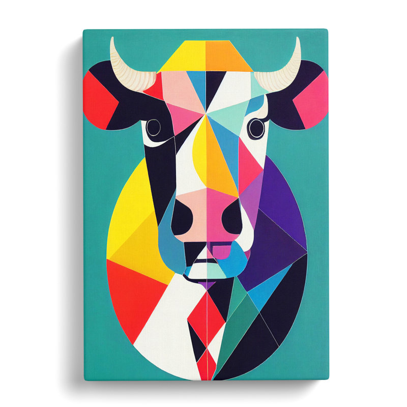Cow Geometric - Wrapped Canvas, 50cm H x 35cm W x 3cm D