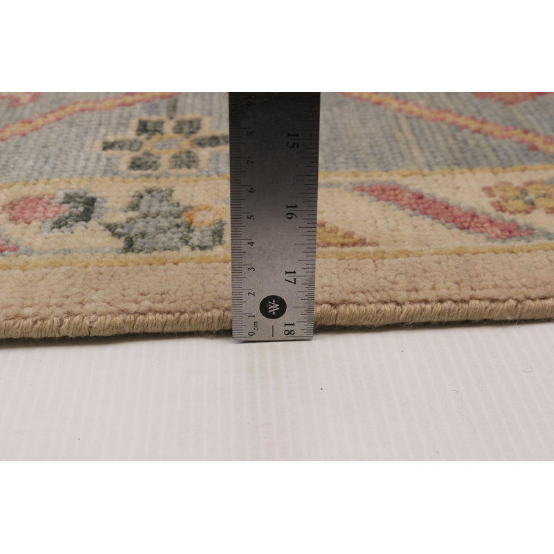 Tapis moderne en laine noué à la main beige Oushak 8 pi 6 po x 11 pi 10 po