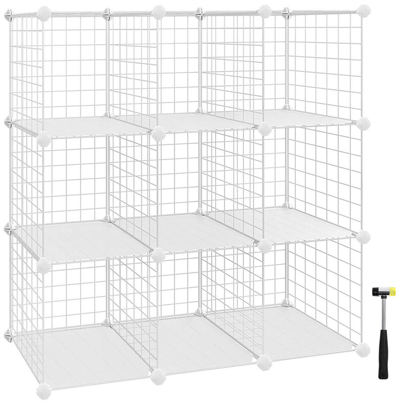 96cm H x 96cm W Metal Bookcase, White