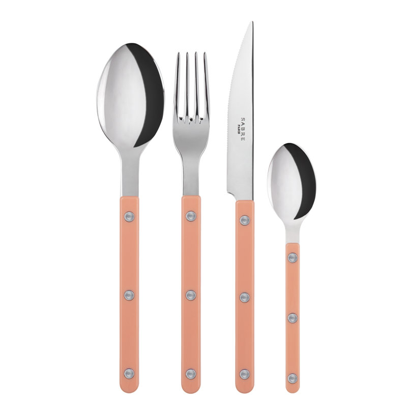Bistrot Solid 4 - Piece Stainless Steel Flatware Set - Service for 1, Nude Pink