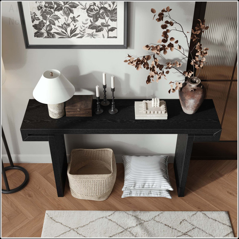 Console rustique avec finition en bois vieilli, Noir