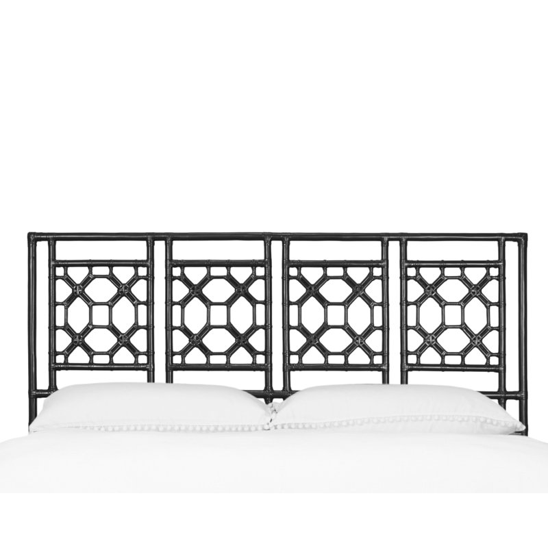 Rattan Open-Frame Headboard, King, Black