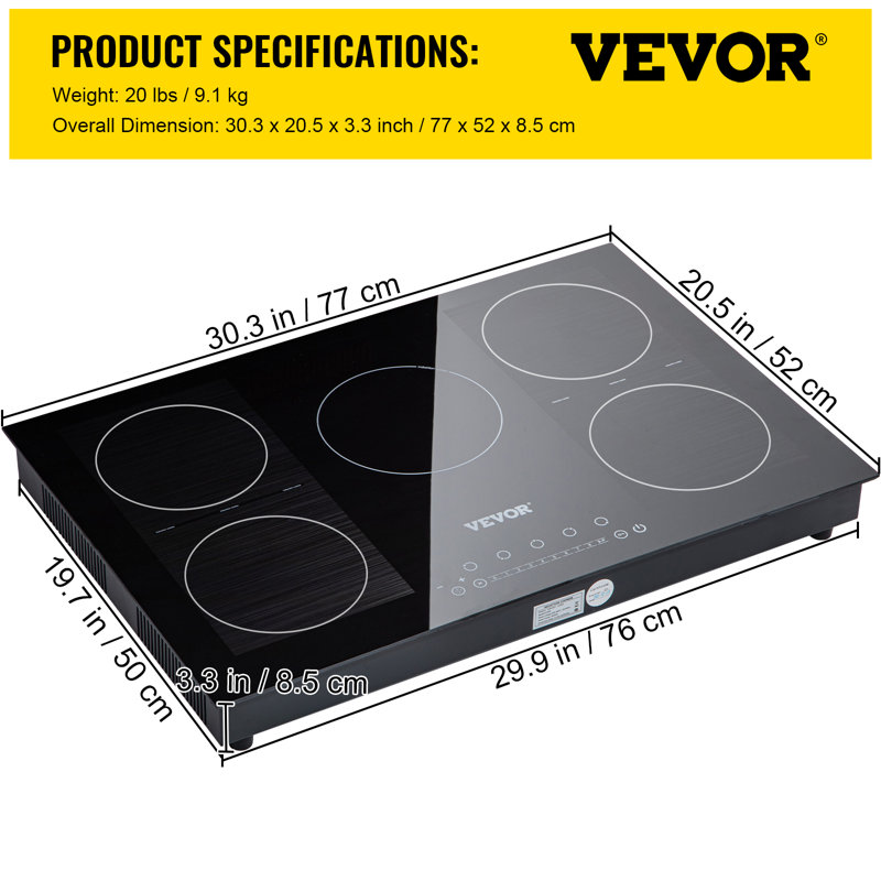 VEVOR 30" Black Electric Cooktop