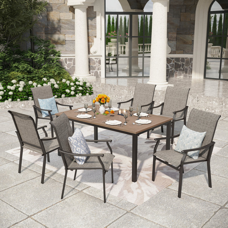 Basima 6 - Person Patio Dining Set with Rectangular Table