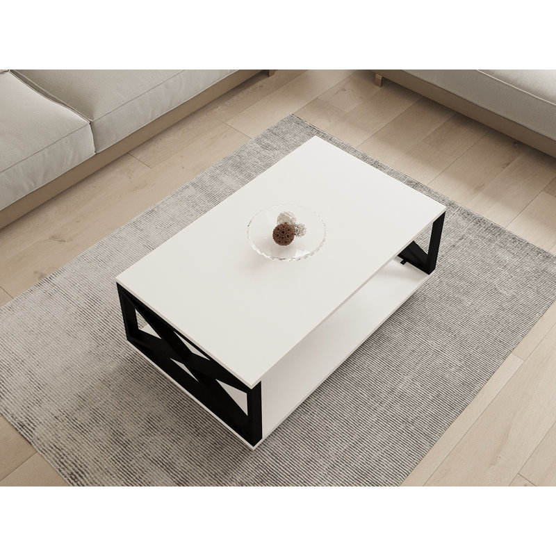 Table basse avec rangement Cheznie Wheel, Noir