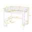 Lit mezzanine en métal avec bureau en forme de L, station de charge intégrée, organisateur de panneau perforé et lumières-129200242