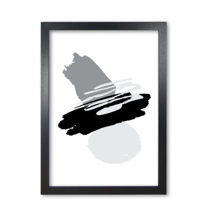 Black And Grey Abstract Paint Shapes - Print