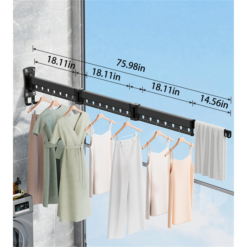 Ultraspace Aluminum Retractable Clothes Rack, 7.08" H x 75.98" W x 3.22" D