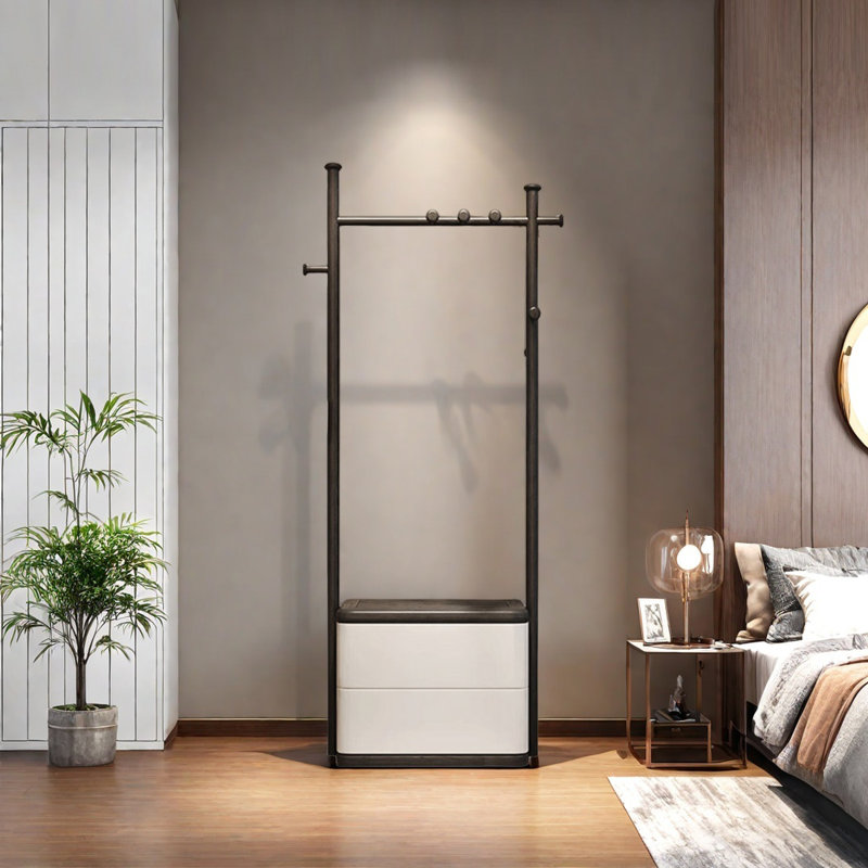Elegant Ash Wood Coat Rack with Storage
