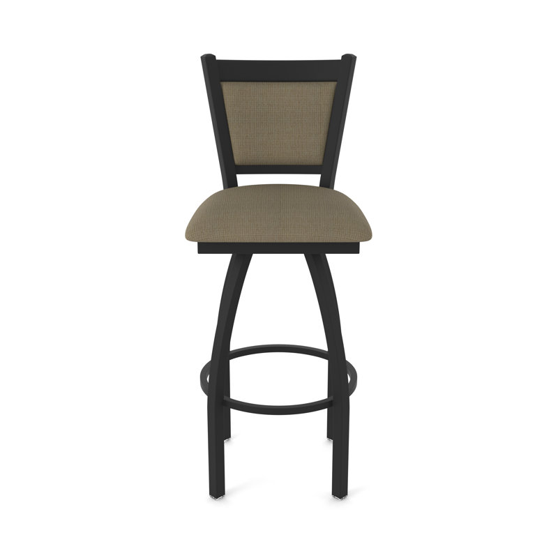 Tabouret pivotant Hadleigh, Noir froissé, Tabouret de bar (siège d’une hauteur de 30 po), Tissu liège graphique