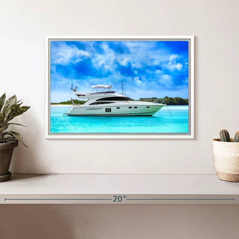 Yacht de luxe des Caraïbes, Cadre flottant blanc, 13 po x 9 po