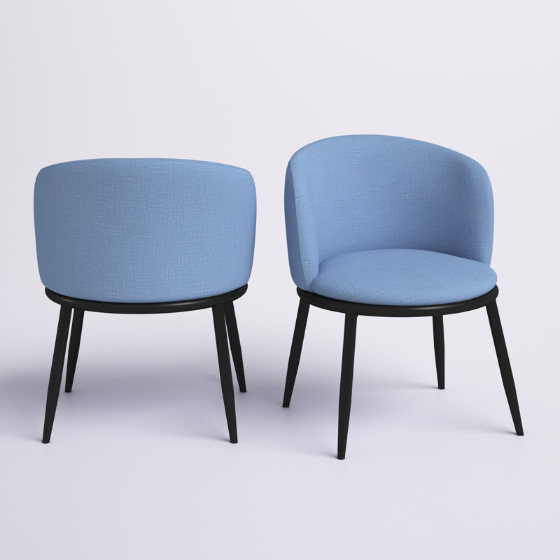 Swayzee Fabric Dining Chair with Iron Legs, Blue