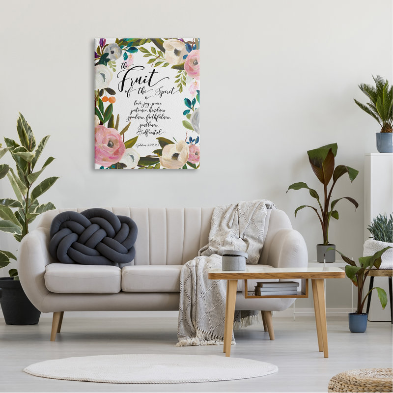 «Fruit Of The Spirit», impression de calligraphie par Amy Brinkman - impression, L 30 po x H 40 po, Toile tendue