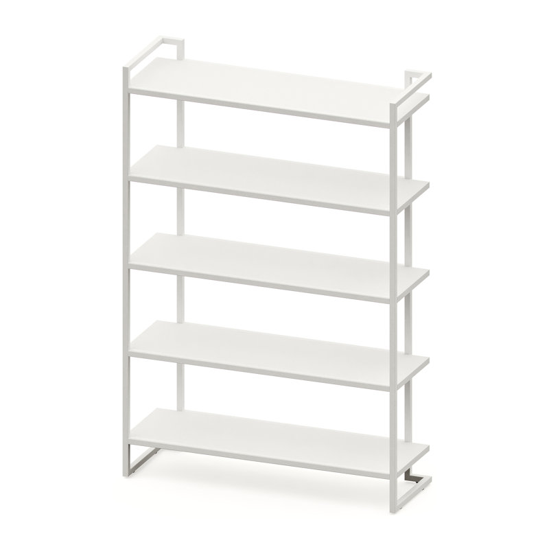 Decklan 176cm H Etagere Bookcase, White, White, 176cm H x 119cm W x 40cm D