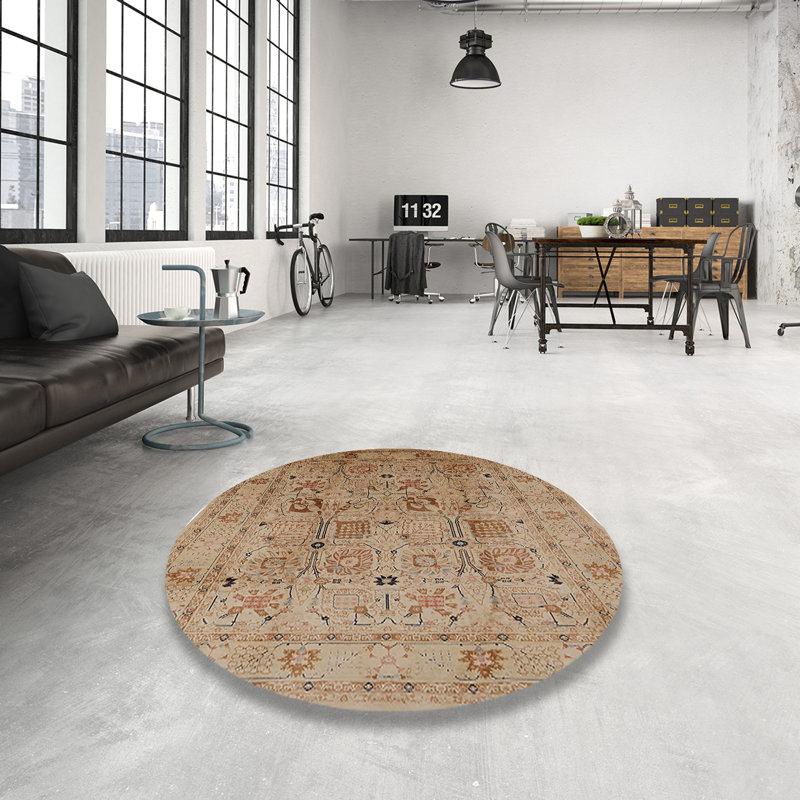 Tapis brun à motif oriental, Rond 5 pi