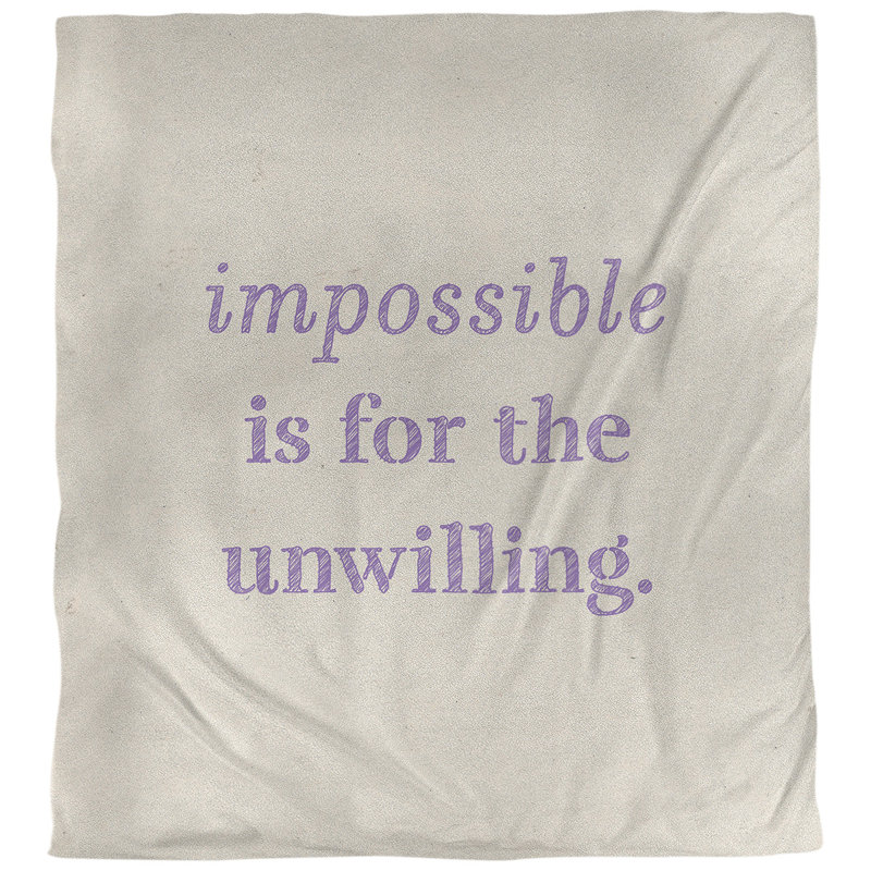 Housse de couette réversible simple à écrire quotes impossible, Housse de couette pour très grand lit, Blanc / Mauve