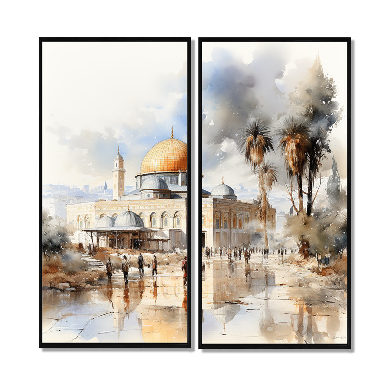 Art mural 2 pièces, 32" H x 32" W, Black, Impression encadrée flottante