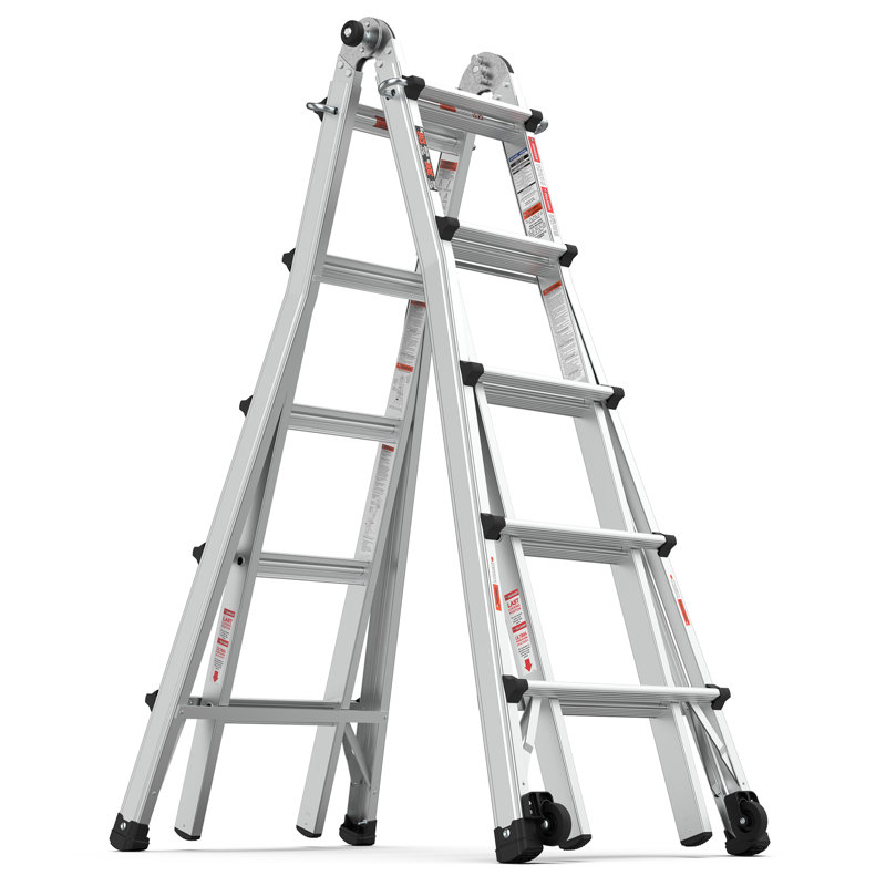 Échelle en aluminium multi-positions avec roues, poids de 300 lb, 22 pi