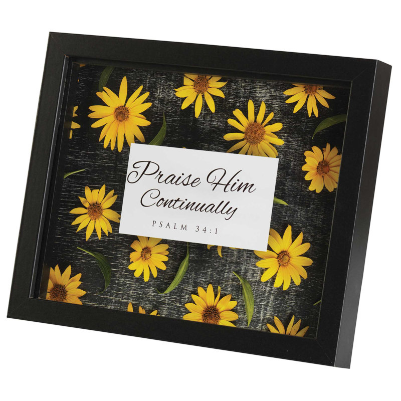 Black Framed Floral Typography Print with Yellow Flowers