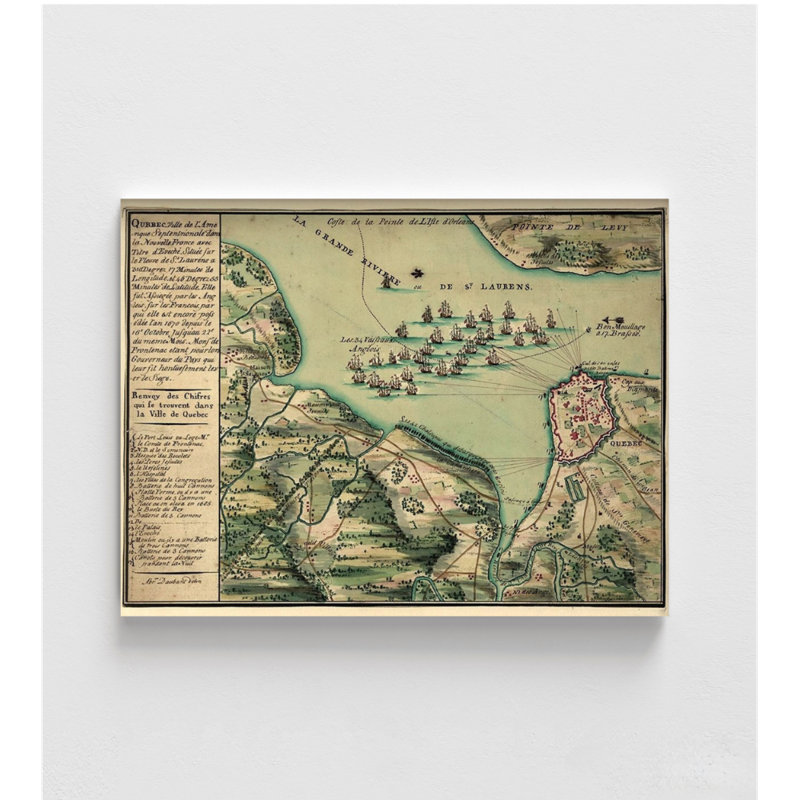 Siège de Québec, 1670, décor de classe de l'histoire du Canada, art mural Canada, carte historique du Canada, art mural de l'Amérique du Nord, décoration de bureau à domicile