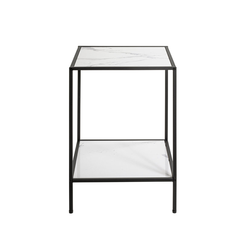 Side Table, Black, White