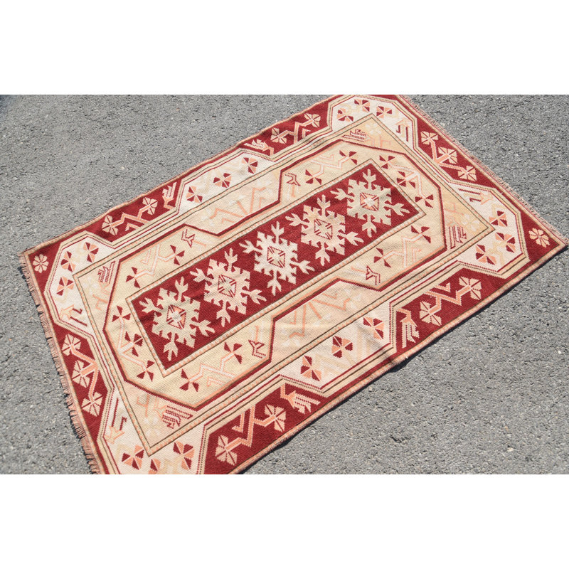 Tapis rétro, tapis frais, tapis turc, tapis de chambre de bébé, tapis boho rouge, tapis de sol, tapis décoratifs 3,5 x 5,4 pi