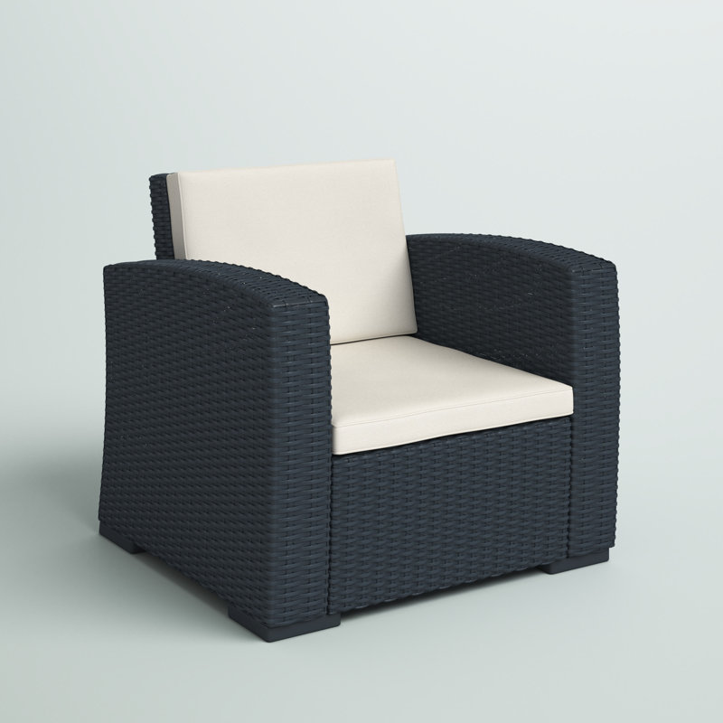 Chaise de patio avec coussins Mcchesney, Gris foncé