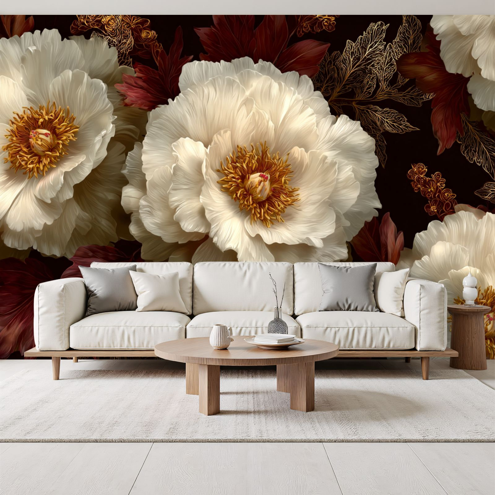 Red Barrel Studio Floral Peel and Stick Wallpaper Vintage Floral Gold ...