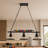 3 - Light Industrial Billiard Ball Dimmable Linear Chandelier with Amber Glass Shades