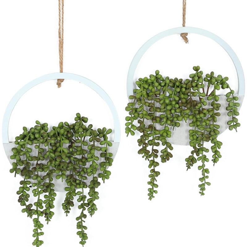 Plantes artificielles suspendues Jardinière artificielle Faux succulentes Chaîne artificielle de perles avec pot et cordon pour décoration murale de bureau à domicile