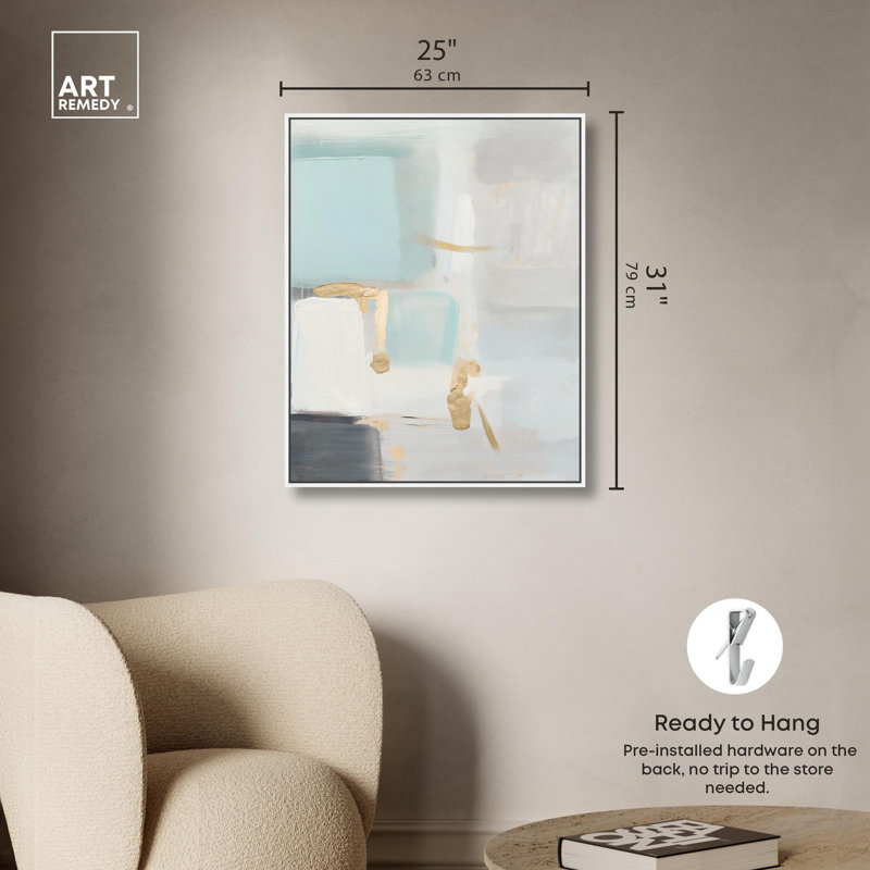 «Pale Radiance I Canvas Moody Abstracts» par Art Remedy, H 31 po x l 25 po, Cadre flottant blanc