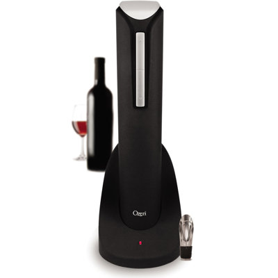 Ozeri Pro Electric Wine Bottle Opener With Wine Pourer, Stopper, Foil Cutter And Elegant Recharging Stand In Black