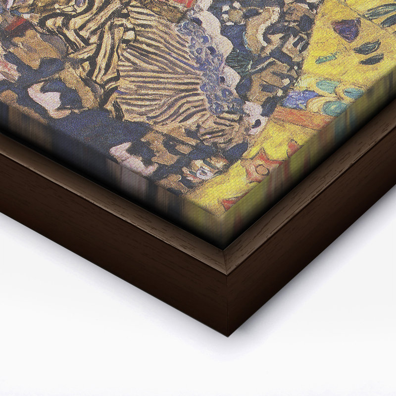 Gustav Klimt - Dame avec éventail n ° 1, Canevas, H 18 po x l 24 po, Encadrement brun