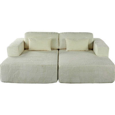Corduroy Double Sofa Bed with 2 Pillows, Perfect for Living Rooms, Apartments, Offices