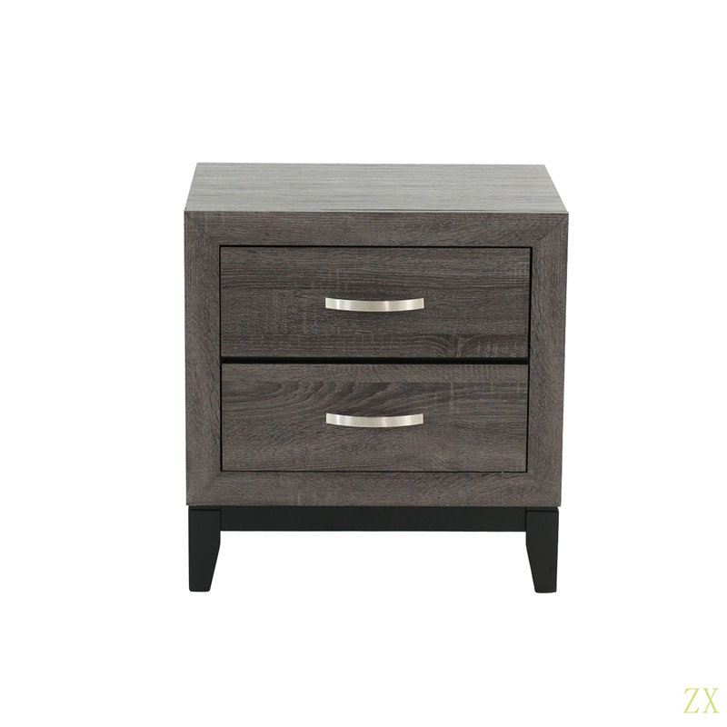 Table de chevet en bois deux tons avec 2 tiroirs