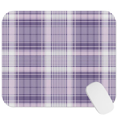 Purple Plaid Pattern I Modern Gaming Cute Office Laptop Desk Pad Gift Mat Square Rectangle Non-Slip Mousepad