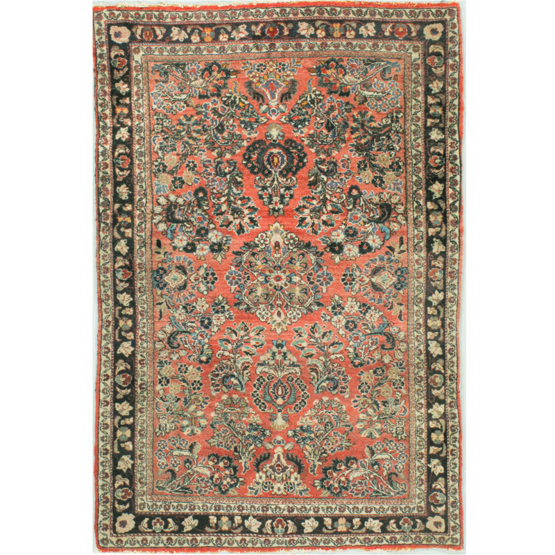 Vintage One-of-a-Kind 3'3" X 4'11" 1940s Wool Area Rug in