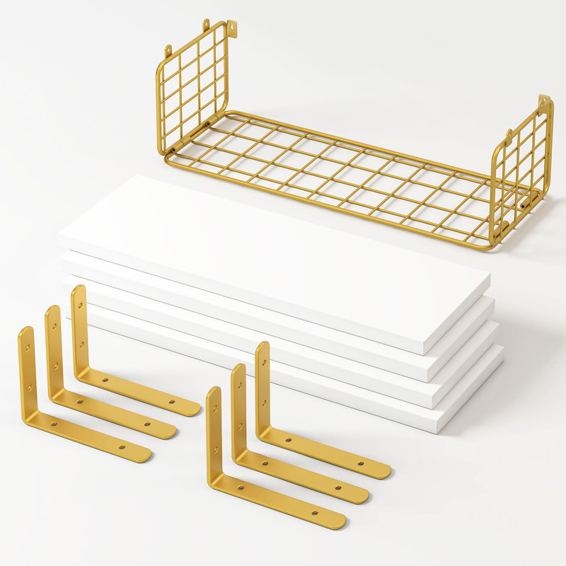 Floating Shelf, White/Gold