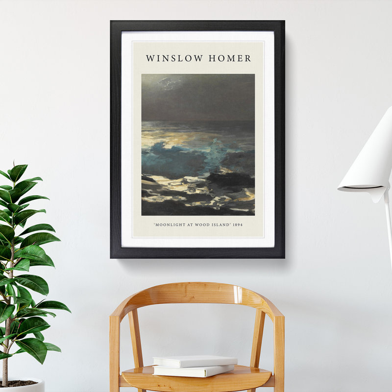 Moonlight at Wood Island by Winslow Homer - Picture Frame Painting, 36cm H x 27cm W x 2cm D