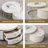 2-Piece Round Nesting Coffee Table, Faux Marble Tops, Fluted Storage Base, 2 Drawers & Gold-Tone Metal Accents